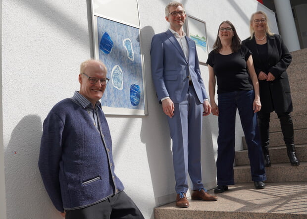 Bei der Ausstellungser&ouml;ffnung (von links) Clemens D&ouml;lker, Michael Tauch, Anja Klafki und Petra Suchanek-Henrich.